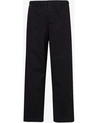 Fred Perry - Twill-texture Brand-embroidered Relaxed-fit Straight-leg Cotton Trousers - Lyst