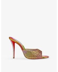 Christian Louboutin - Miss Z Strass 100 Leather Heeled Mules - Lyst