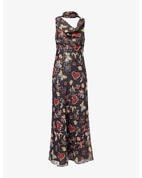 Never Fully Dressed - Astra Sophie Printed Woven Maxi Dress - Lyst