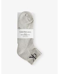 Calvin Klein - Monogram Stretch-Cotton Quarter Socks Pack Of Two - Lyst