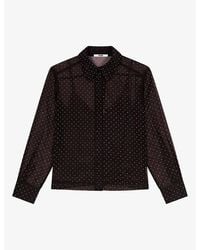 Maje - Rhinestone-Embellished Long-Sleeve Woven Shirt - Lyst