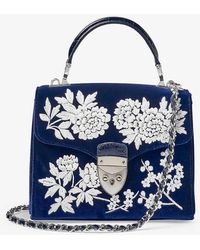 Aspinal of London - Vy Mayfair Midi Flower-embroidery Velvet Leather Shoulder Bag - Lyst