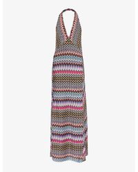 Missoni - With Black Base Chevron-pattern Halter-neck Knitted Maxi Dress - Lyst