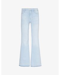 FRAME - Flare Fray Side-slit High-rise Straight-leg Stretch-denim Blend Jeans - Lyst