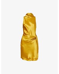 Reformation - Stelliana Cowl-Neck Silk-Charmeuse Mini Dress - Lyst