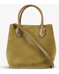 Polo Ralph Lauren Logo-embossed Suede And Leather Tote Bag - Green
