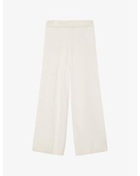 JOSEPH - Cropped Wide-Leg Mid-Rise Stretch-Silk Blend Trousers - Lyst