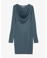 AllSaints - Lilla Cowl-Neck Stretch-Jersey Bodycon Mini Dress - Lyst