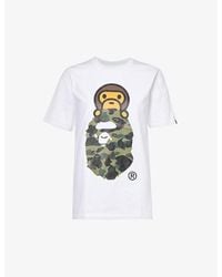 A Bathing Ape - Branded-print Short-sleeved Cotton-jersey T-shirt - Lyst