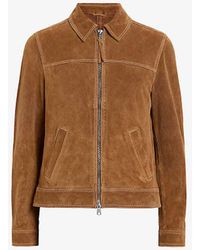 AllSaints - Marques Panelled Regular-fit Suede Jacket X - Lyst