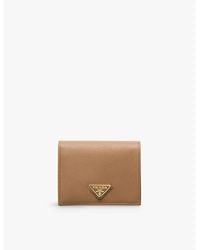 Prada - Logo-Plaque Small Saffiano Leather Wallet - Lyst