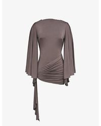 House Of Cb - Lavine Drape-Sleeve Stretch-Jersey Playsuit - Lyst
