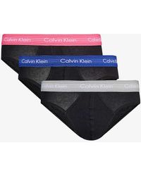 Calvin Klein - Branded-waistband Mid-rise Pack Of Three Stretch-cotton Briefs - Lyst