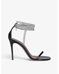 AMINA MUADDI - Giorgia Crystal-embellished Leather Heeled Sandals - Lyst
