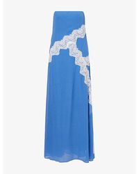 Christopher Esber - Verve Strapless Lace-Trim Silk Maxi Dress - Lyst