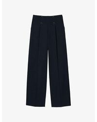 Sandro - Wide-Leg High-Rise Wool-Blend Suit Trousers - Lyst
