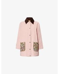 Valentino - Floral-Jacquard Pocket Denim Jacket - Lyst