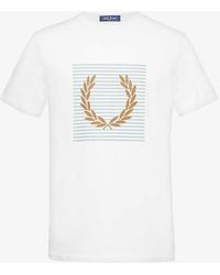 Fred Perry - Branded-print Short-sleeved Cotton-jersey T-shirt - Lyst
