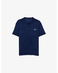 Prada - Triangle-Logo Terry Cotton-Jersey T-Shirt - Lyst