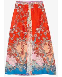 Sandro - Floral-print Two-layer Woven Maxi Skirt - Lyst