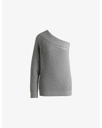 HUGO - One-Shoulder Brushed-Texture Stretch-Knit Jumper - Lyst