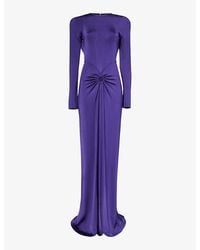 Victoria Beckham - Ruched Open-back Stretch-woven Midi Dress - Lyst