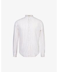 Eleventy - Mandarin-collar Regular-fit Linen Shirt X - Lyst