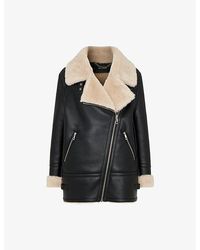 Whistles - Faux Fur-Lined Relaxed-Fit Faux-Leather Jacket - Lyst