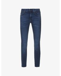 7 For All Mankind - The Ankle Skinny Slim-fit High-rise Stretch-denim Jeans - Lyst