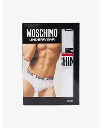 Moschino - Essentials Logo-Waistband Pack Of Three Stretch-Cotton Briefs - Lyst