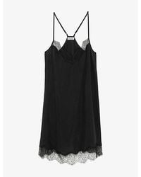 Zadig & Voltaire - Respas Lace-Trim Silk Mini Dress - Lyst