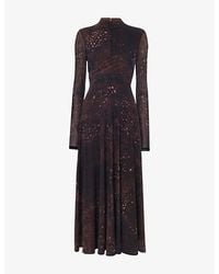 Whistles - Spotted Animal-Print Stretch-Mesh Midi Dress - Lyst