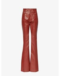 Rick Owens - Cardil Red Coated High-rise Slim-fit Cotton-blend Jeans - Lyst