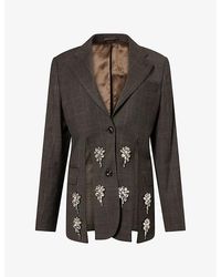 Simone Rocha - Slash Crystal-Embellished Wool Blazer - Lyst