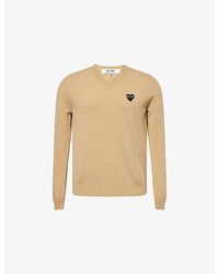 COMME DES GARÇONS PLAY - Heart-Appliqué Crewneck Wool Knitted Jumper - Lyst