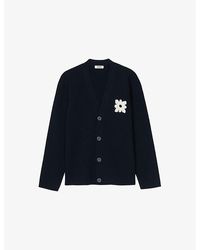 Sandro - Flower-Patch V-Neck Knitted Cardigan - Lyst