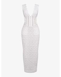 House Of Cb - Sophina Broderie-Anglaise Cotton-Blend Maxi Dress - Lyst