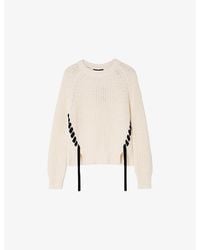 Whistles - Lace-Up Ribbed Knitted Jumper - Lyst