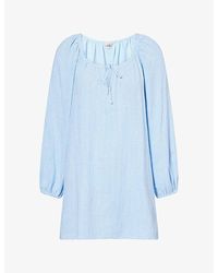 Eberjey - Long-Sleeve Linen-Blend Mini Dress - Lyst