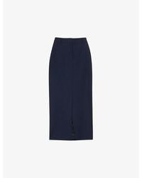 Whistles - Pinstriped High-Waist Stretch-Woven Midi Skirt - Lyst