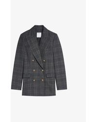 Sandro Anthea Double-breasted Woven Blazer - Grey
