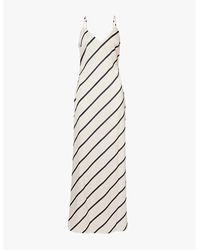 Pretty Lavish - Jode V-Neck Striped Satin Maxi Dress - Lyst