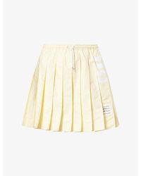 Thom Browne - Drawstring Pleated Cotton Mini Skirt - Lyst