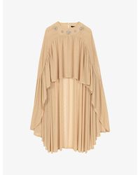 Maje - Crystal-Embellished Cape-Hem Woven Top - Lyst