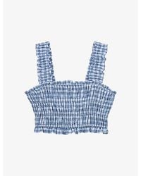 Maje - Checked Rhinestone-Embellished Cotton Top - Lyst