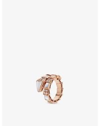BVLGARI - Serpenti Viper 18Ct Rose- Mother-Of-Pearl, 0.82Ct Round Brilliant-Cut Diamond Ring - Lyst