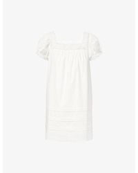 Reformation - Joliette Lace-Trim Cotton Mini Dress - Lyst