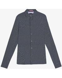 Ted Baker - Velino Geometric-print Regular-fit Stretch-woven Shirt - Lyst