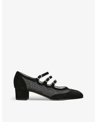 CAREL PARIS - Knight Diamante-embellished Leather And Mesh Mary Janes - Lyst