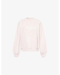 The Couture Club - Embossed-Branding Round-Neck Cotton-Blend Sweatshirt - Lyst